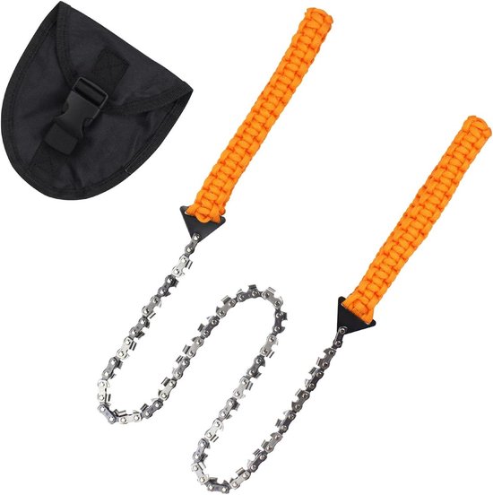 Handkettensäge Aus Kohlenstoffstahl – Mit Gürteltasche, 65 Cm / 33 Zähne, Für Camping Und Überleben