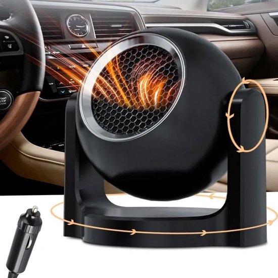 Tragbarer Autolüfter Zum Heizen, Enteisen Und Entlüften Von Autofenstern, 2-in-1, 360° Drehbarer Schnellheiz- Und Kühlventilator Für Autos Und Lkws