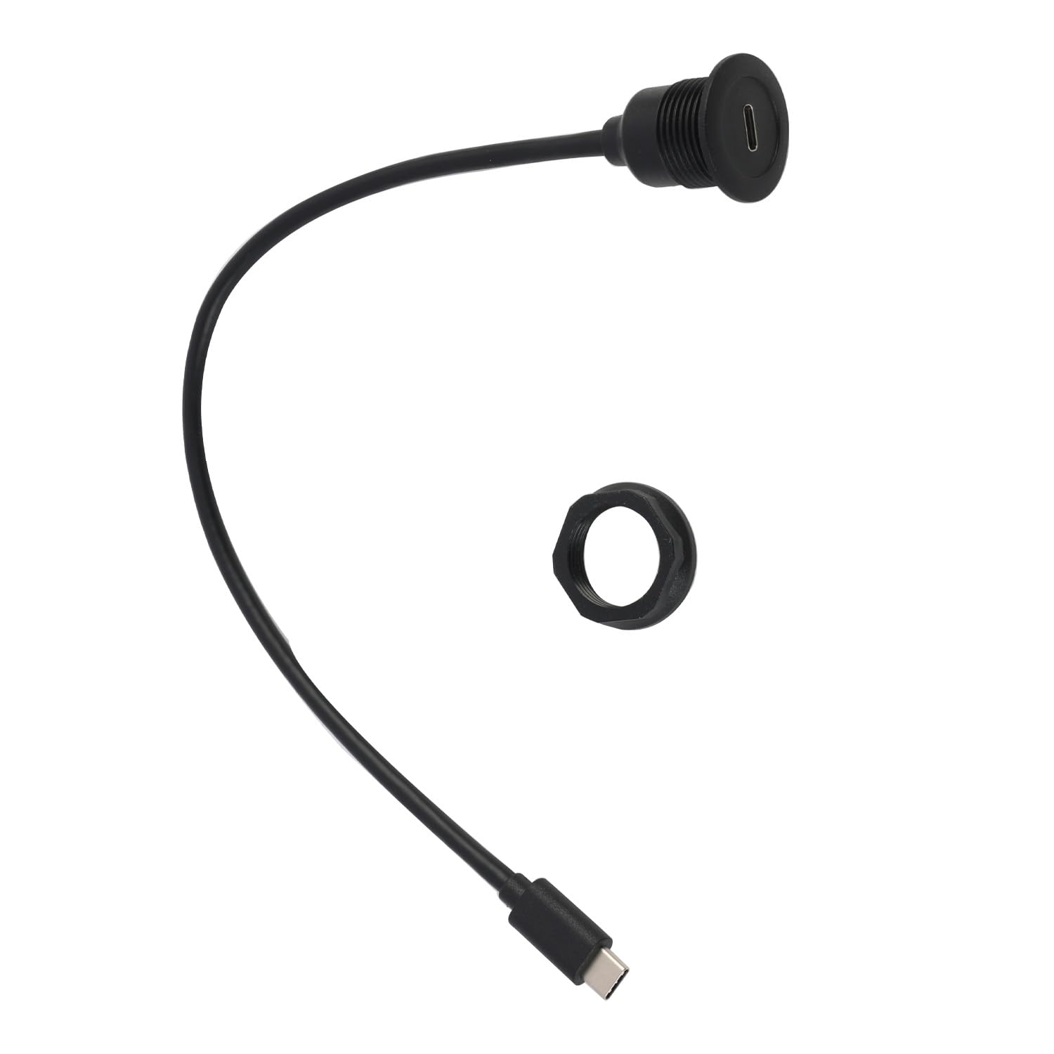 30 Cm Langes 5-gbit/s-usb-typ-c-3.0-einbauadapterkabel, 60-w-pd-schnellladung, Weiblicher Typ-c-3.0-ladeanschluss Mit Männlichem Stecker, Für Armaturenbretter In Autos, Booten Und Wohnmobilen