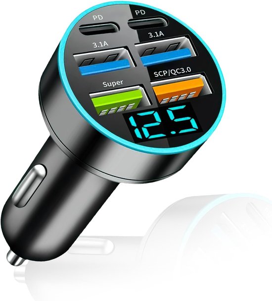 Dual-usb-kfz-ladegerät 66 W 3 1 A Usb-zigarettenanzünderstecker Ultrakompaktes Kfz-ladegerät Aus Aluminiumlegierung Mit Usb-c-anschluss Und Für 3,1