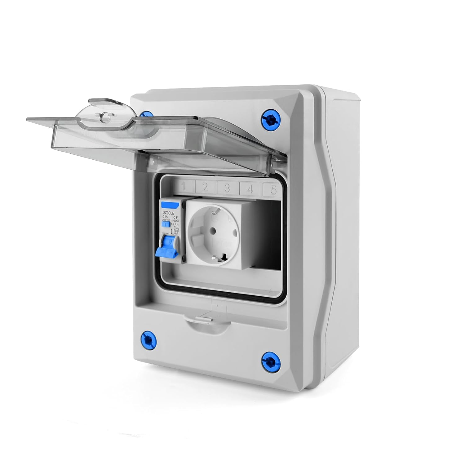 Schuko-steckdosenkasten Mit Fehlerstromschutzschalter (fi-schalter) Fehlerstromschutzschalter Mit 16 A, 230 V - 1/ Ip65, Wetterfeste Außensteckdose Für Außenbereiche Und Feuchträume