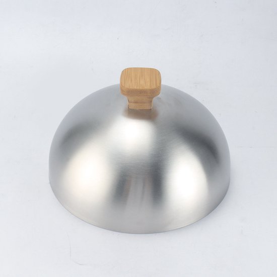 Küchenuhr Aus Edelstahl, 20 Cm – Spritzwassergeschützt, Bambusgriff, Für Steaks Und Gemüse