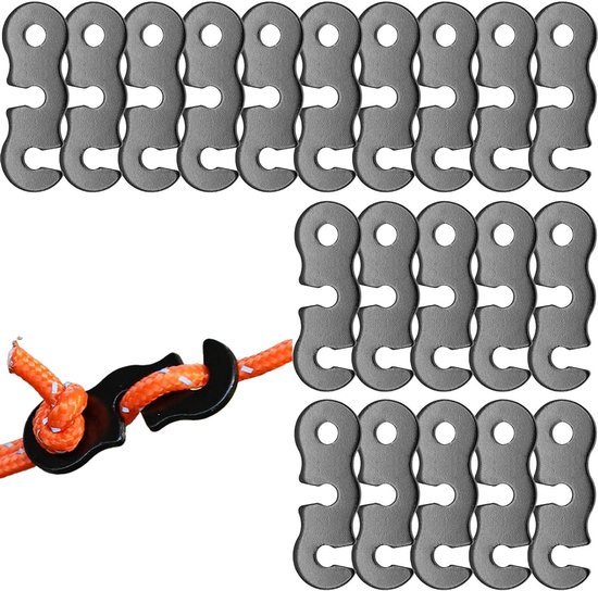 20 Stück Schwarze Aluminium-seilspanner Für Camping, Zeltzubehör, Verstellbare Seilführungen Für Outdoor-aktivitäten Und Picknicks