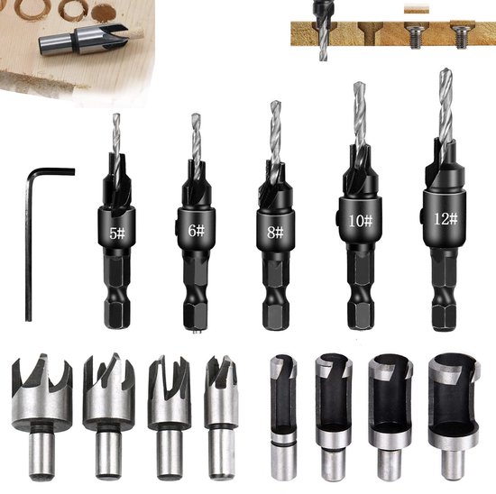 Allecta - Senkbohrer-set Für Holz, 13-teilig, Inklusive Holzbohrer Und L-schlüssel