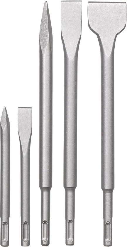 Sds-plus Meißelset Für Bohrhammer, 5-teiliges Set Für Abbruch- Und Sanierungsarbeiten, Robuster Kaltwalzstahl, Praktischer Kunststoffkoffer