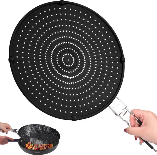 Silikon-spritzschutz Pfannen Mit Klappgriff 33 Cm Multifunktionaler Fettspritzschutz Für Pfannen Hitzebeständig Und Lebensmittelecht Für Eine Von