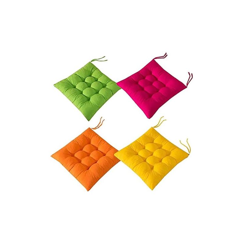 Set Mit 4 Stuhlkissen, 40 X 40 Cm, Einfarbig, Für Esszimmer, Garten, Innenbereich, Rosa, Grün, Gelb, Orange, Polyester.