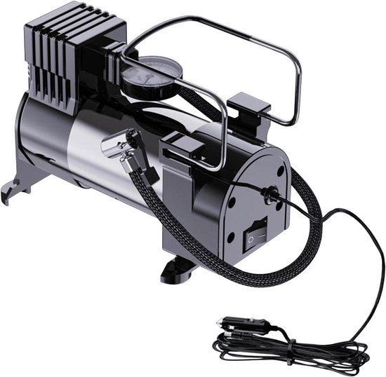 Auto-reifenpumpe – Reifenkompressor – Sicheres Fahren – Intelligente Kühlung – 18 X 16,5 X 11 Cm – Schwarz
