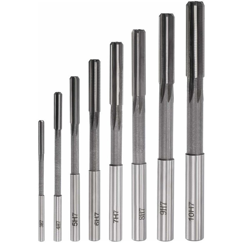 Reibahlenfutter-set Für Drehmaschinen, Fräser Mit Gerader Nut, Hss H7 Toleranz (3 Mm 4 Mm 5 Mm 6 Mm 7 Mm 8 Mm 9 Mm 10 Mm) 8-teilig
