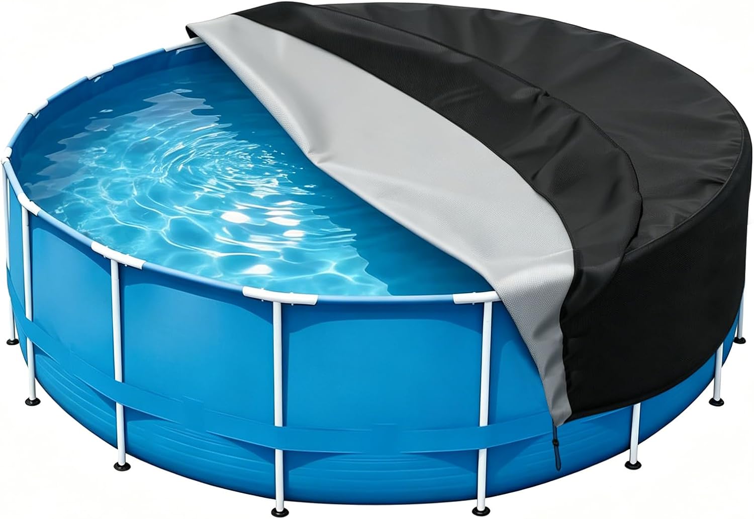 Runde Poolabdeckung 190 X 70 Cm, 420d Oxford-gewebe Mit Kordelzug, Für Sommer Und Winter, Wasser- Und Staubdicht, Für Den Außenbereich