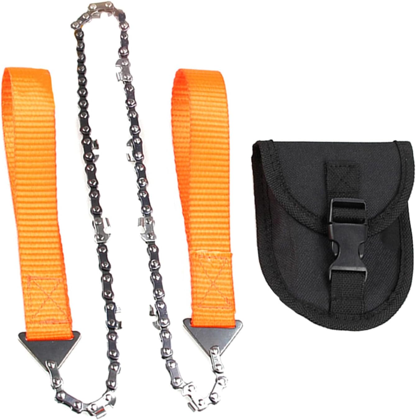 Tragbare Stahlkettensäge Im Taschenformat Mit Ausziehbarem Seil Und Aufbewahrungstasche, Ideal Für Camping Und Wandern.