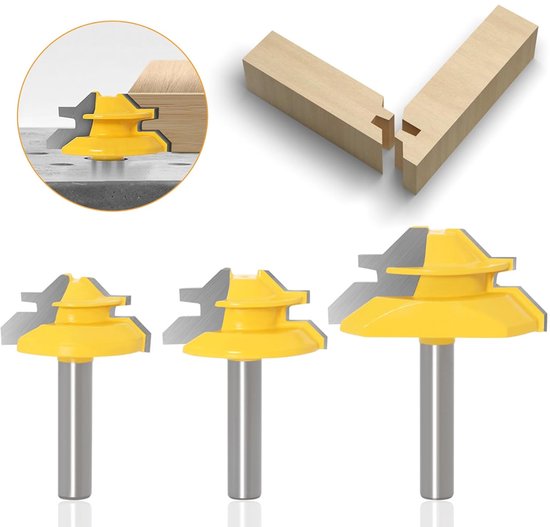 Oberfräsen-set Für Die Holzbearbeitung – 3-teiliges Set Mit 45°-fräser Für Präzision Und Vielseitigkeit