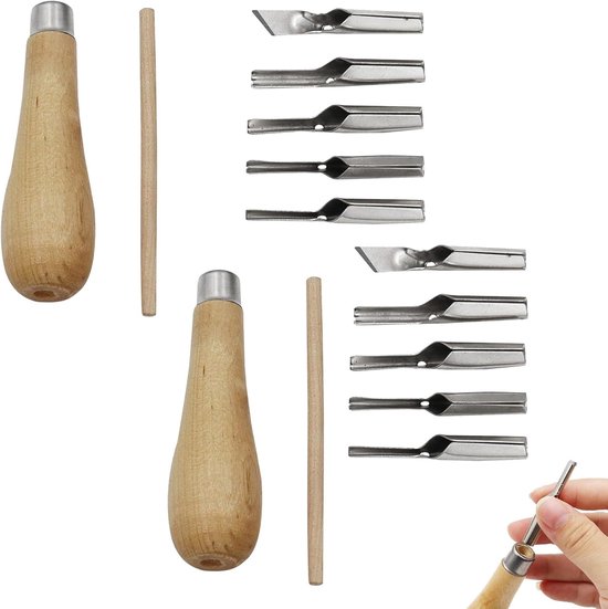 2 Sets Linoleumschneidewerkzeuge, Holzschnitzwerkzeuge, Grafikgravurwerkzeuge, Tonmodellierwerkzeuge