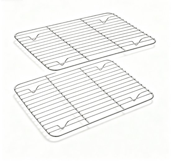 Zweiteiliges Backform-set Aus Edelstahl - Mit Gitter (24,7 X 18,5 X 1,5 Cm) - Gesund, Ungiftig, Leicht Zu Reinigen, Spülmaschinenfest.