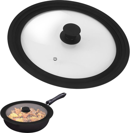 Universeller Topfdeckel 24/26/28 Mm, Multifunktionaler Topfdeckel, Hitzebeständiger Silikon-glasrand