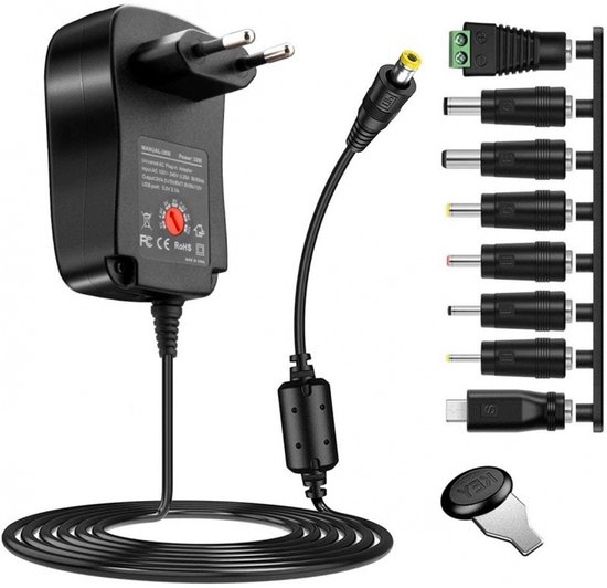 Einstellbares Netzteil 3v-12v Adapter 30w Ladegerät Multifunktions-netzteil Mit 8 Dc-steckern