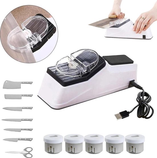 Elektrischer Usb-messerschärfer, Schärft Schnell Küchenmesser, Scheren Usw., Multifunktional, Kompakt Und Tragbar.