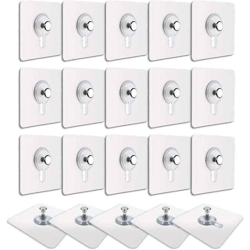 20 Stück Accroches Tableau Sans Percer, Fixierung Cadre Sans Percer, Accroche Cadre Sans Percer Adhesif Impermable Amovible Autocollant Anti-trace, Crochet Tableau Adhsif Transparent
