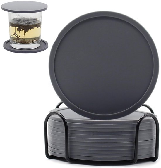 12er-set Untersetzer Silikonuntersetzer Untersetzer Mit Halter Untersetzer Für Gläser Untersetzer-set Isoliermatte Hitzeschutzmatte Rutschfest Grau