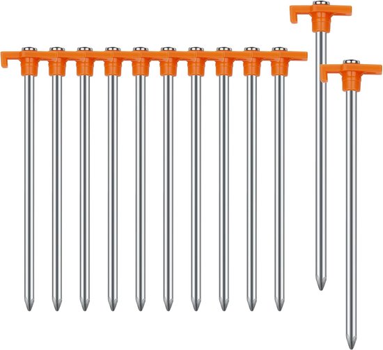 Heringe Für Campingzelte, 18 Cm, Edelstahl, Bodenanker, Zeltspitzen Für Camping, Garten Und Wandern, Orange (12 Stück, 18 Cm)