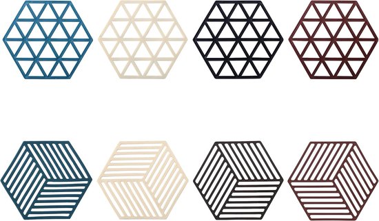 8 Teiliges Set Untersetzer Hitzebeständige Untersetzer Getränkeuntersetzer 4 Farben Streifen Und Karomuster Sechseckig Rutschfest Silikon 12,5 X