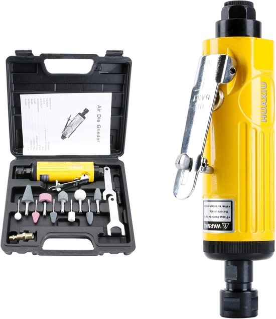 Pneumatischer Geradschleifer Mit 6 Mm (1/4") Und 3 Mm (1/8") Spannzangen – Pneumatisches Schleifset, 22.000 U/min