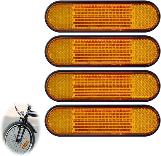 Motorradreflektoren – Fahrradreflektoren – Rollerreflektoren – Erhöht Die Verkehrssicherheit – Selbstklebend – 96 X 24 Mm – Gelb