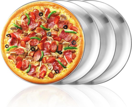 4er-set Pizzateller Für Leckere Pizzen – Edelstahl – Antihaft-backbleche