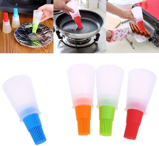 Silikon-lebensmittelpinsel Mit Flasche – Zum Würzen Von Grillfleisch, Kuchen, Süßigkeiten, Herzhaften Speisen – Für Zuhause, Küche – Spender – Öl – Blau