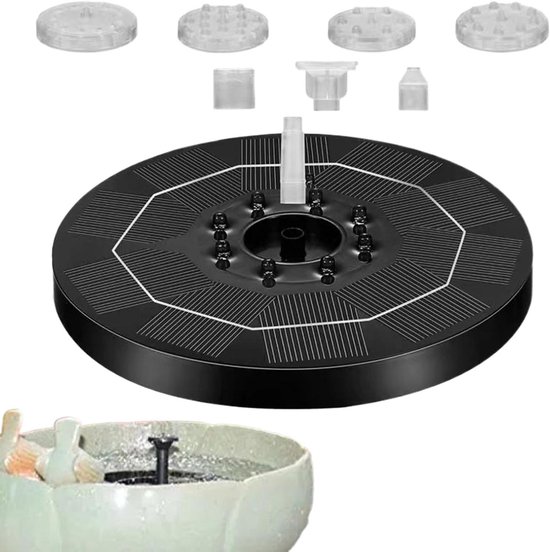 Solarbrunnenpumpe – Solarbrunnen – Gartendekoration – Mit 6 Düsen – 16 Cm – Einzelfunktion