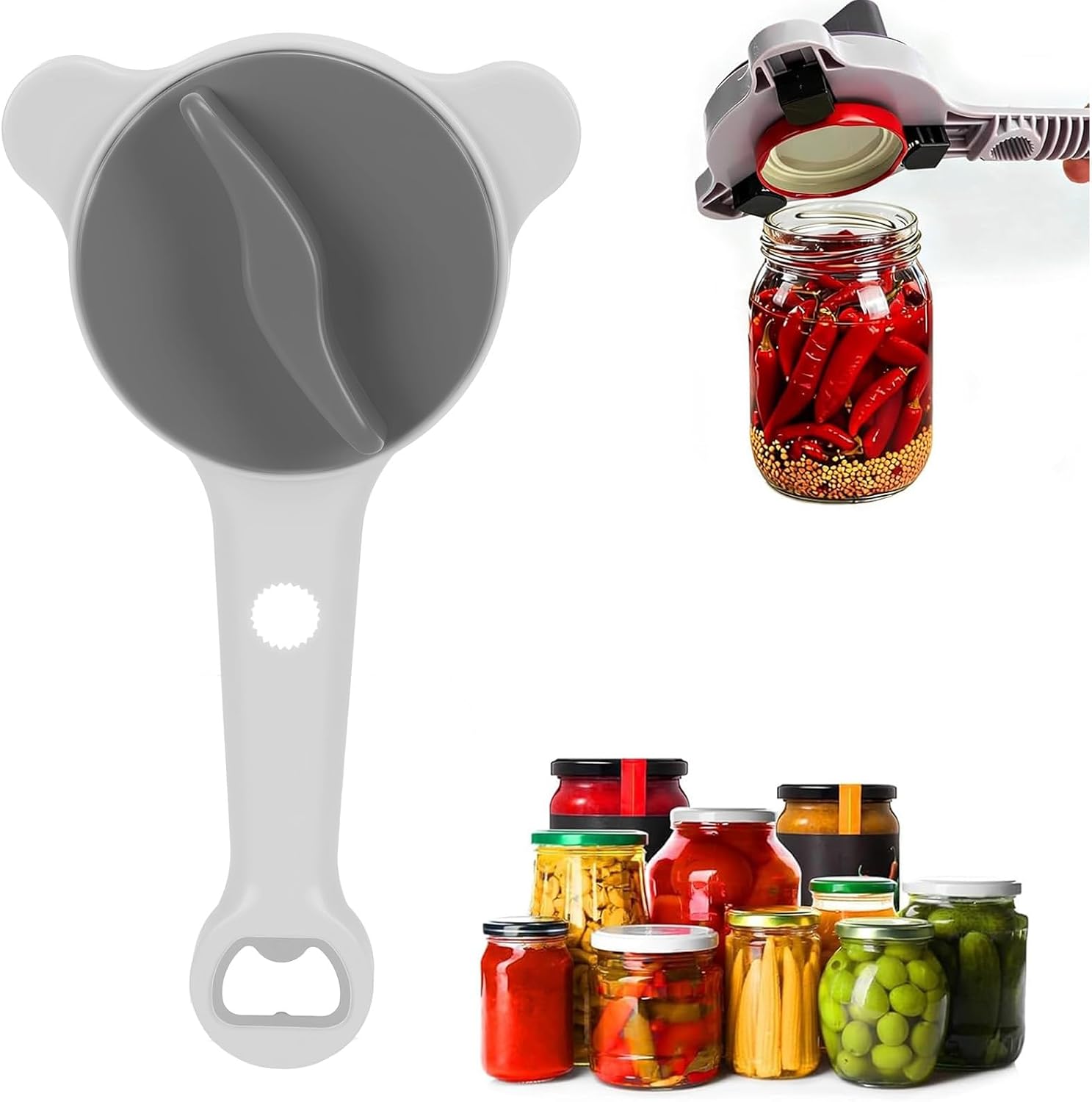 Müheloser Glas- Und Flaschenöffner Für Senioren Und Menschen Mit Arthritis Multifunktionaler 4-in-1-öffner Für Gläser, Flaschen Und Schraubverschlüsse, Für Gläser Von 2,5 Bis 9 Cm