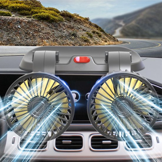 Autolüfter 12 V Doppelkopf 360 Drehbar 2 Geschwindigkeitsstufen Zigarettenanzünderanschluss Kühlventilator Für Armaturenbrett Auto Transporter 22 11