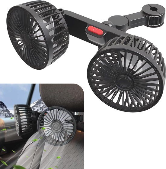 1 Stück Kopfstützenventilator Für Die Rücksitze Tragbar 360 Drehbar Leiser Usb-ventilator Mit Doppelkopf 5 Flügeln Und 3 Geschwindigkeitsstufen