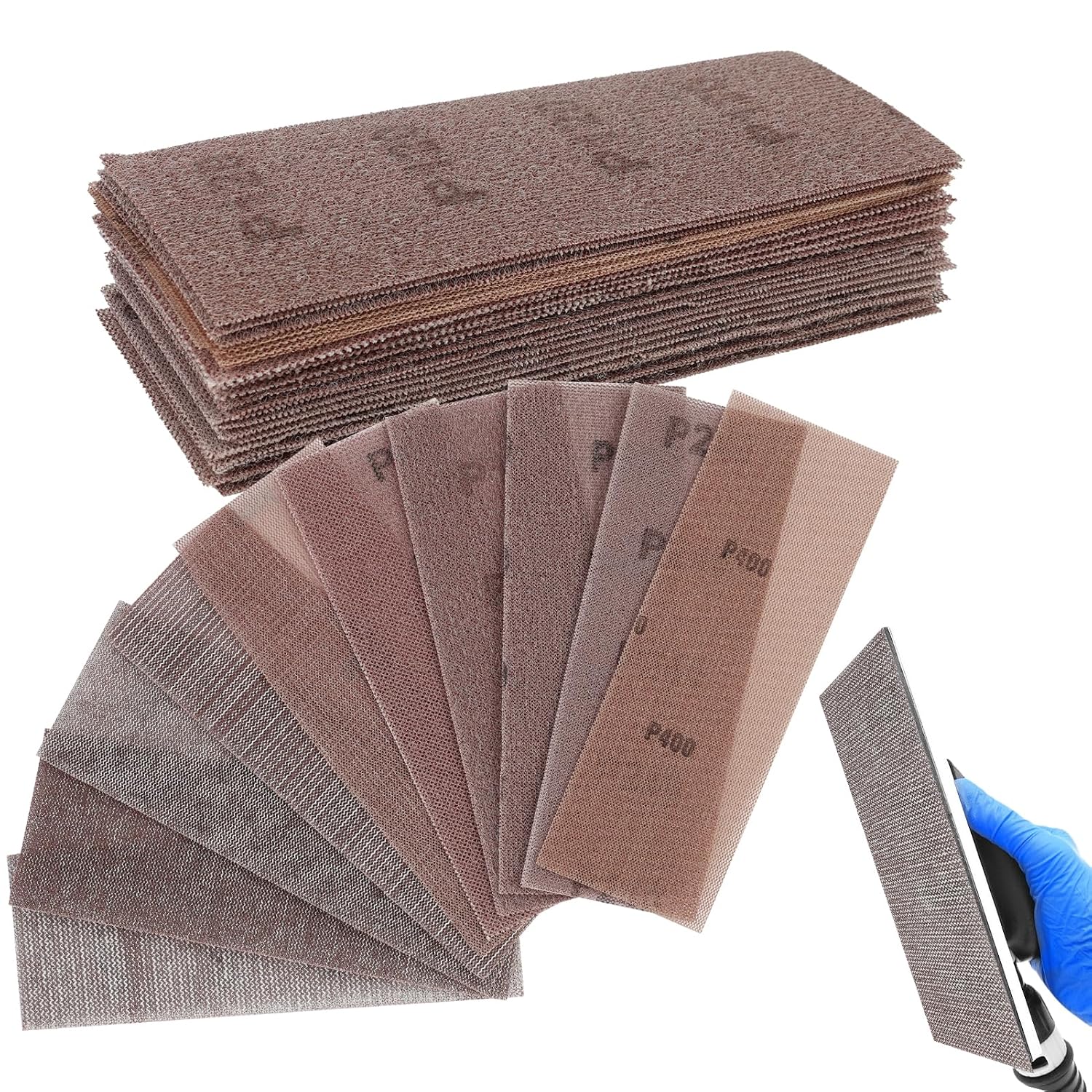 25 Stück 70 X 198 Mm Schleifblätter, Schleifgitter, Schleifnetz, Netz Für Handschleifer, Körnungen 80, 120, 180, 240, 400, Für Wände, Holz Und Farben (mix)