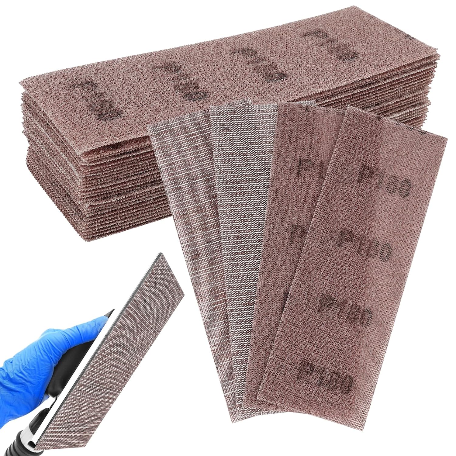 25 Stück 70 X 198 Mm Schleifblätter, Schleifgitter, Schleifnetz, Netz Für Handschleifer, Körnung 180, Für Wände, Holz Und Lacke (180)