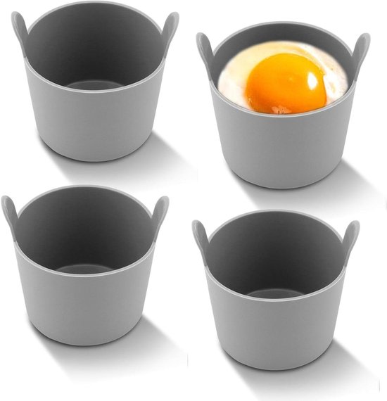 Airfryer-förmchen – Silikon-eierform – Frühstückszubereitung – Mit Griffen – 7,5 X 5,5 Cm – Grau