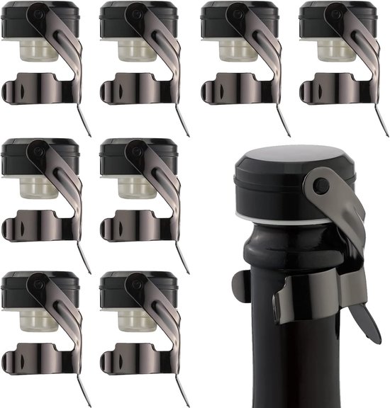 Champagner Und Weinflaschenverschluss Edelstahl Wiederverwendbarer Champagnerflaschenverschluss Weinverschluss Mit Silikon Auslaufsicher Hält Schwarz