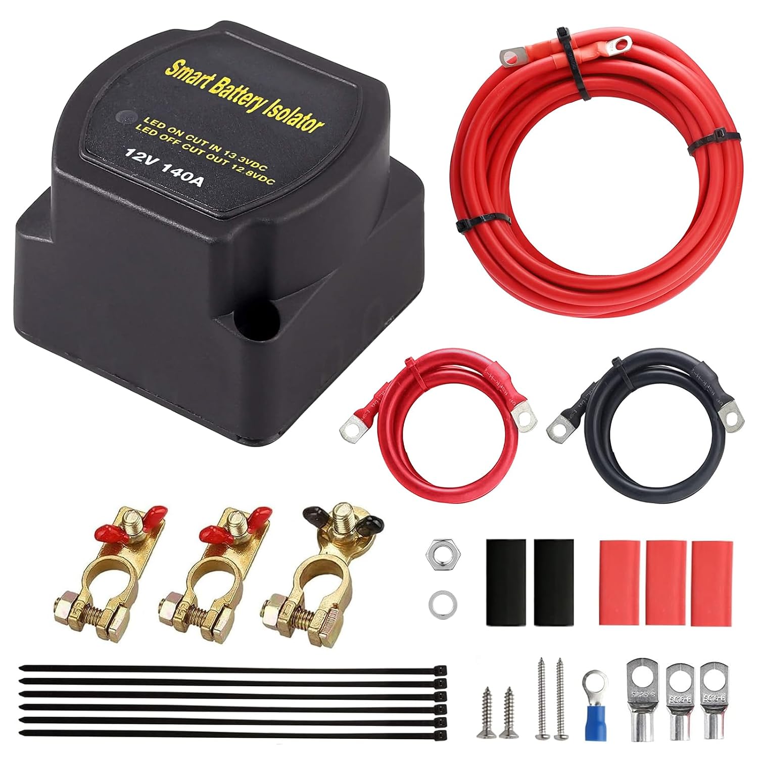 12v 140a Batterietrennkupplung, Doppelbatterie-isolator-kit Doppelbatterierelais Für Auto, Wohnwagen, Geländewagen, Lkw, Suv, Wohnmobil, Boot