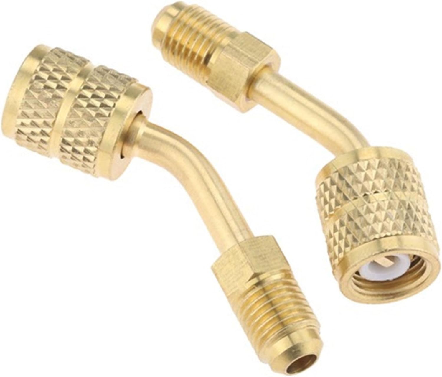 Kältemitteladapter, Verlustarmer 45°-winkelanschluss Rutschfest, 2er-pack, 1/4"-außengewinde Auf 5/16"-innengewinde, Rändelmuttern, 45°-winkeldesign, Für Hlk-/klimaanlagenanwendungen