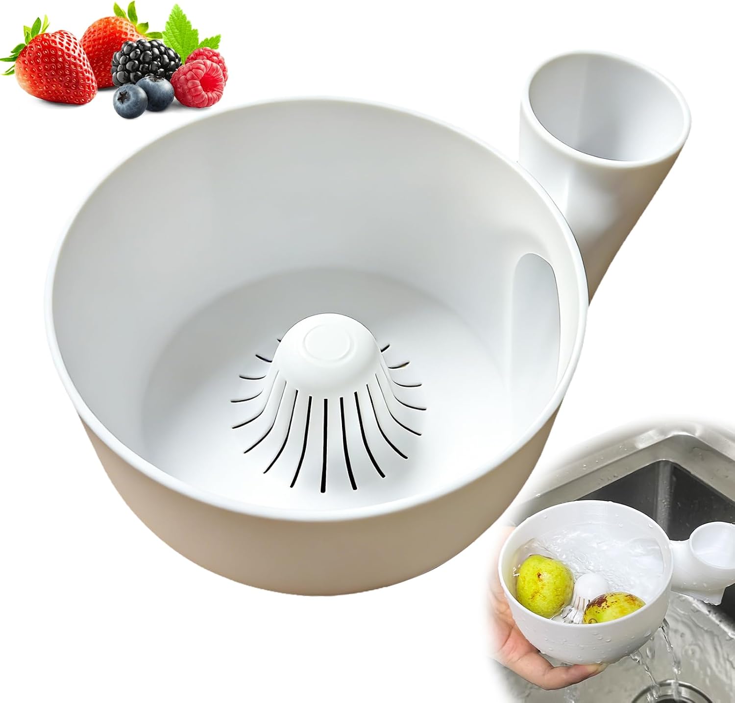 Tragbares Obstwaschbecken – Automatischer Wäschekorb Für Obst Und Gemüse (groß)