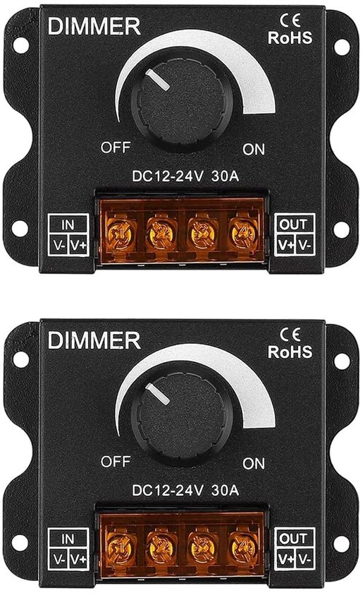 Led-dimmer, Dc 12v-24v, 30a, 360w, Pwm-dimmregler, Helligkeitsregelung, Ein-/ausschalter, Schwarzes Aluminiumgehäuse, Mit Beleuchtung (2)