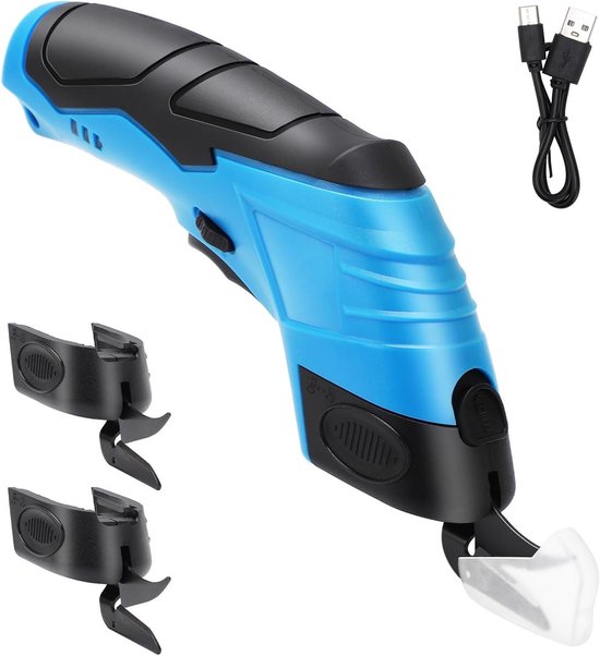 Elektrische Teppichschere – Kabellose Schere Für Stoff/leder/teppich/karton – 2 Austauschbare Klingen – Blau