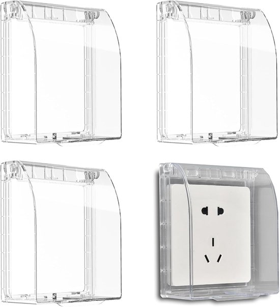 Schalterabdeckung – Faltbare Steckdosenabdeckung – Wasserdicht – Selbstklebend – 4er-set – Transparent Schwarz