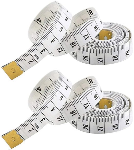 Körpermaßband Doppelseitiges Maßband Ideal Für Körpermaße Nähmaßband Lineal Strapazierfähiges Fiberglasmaterial 150 Cm Farbe Weiß 2 M Bänder