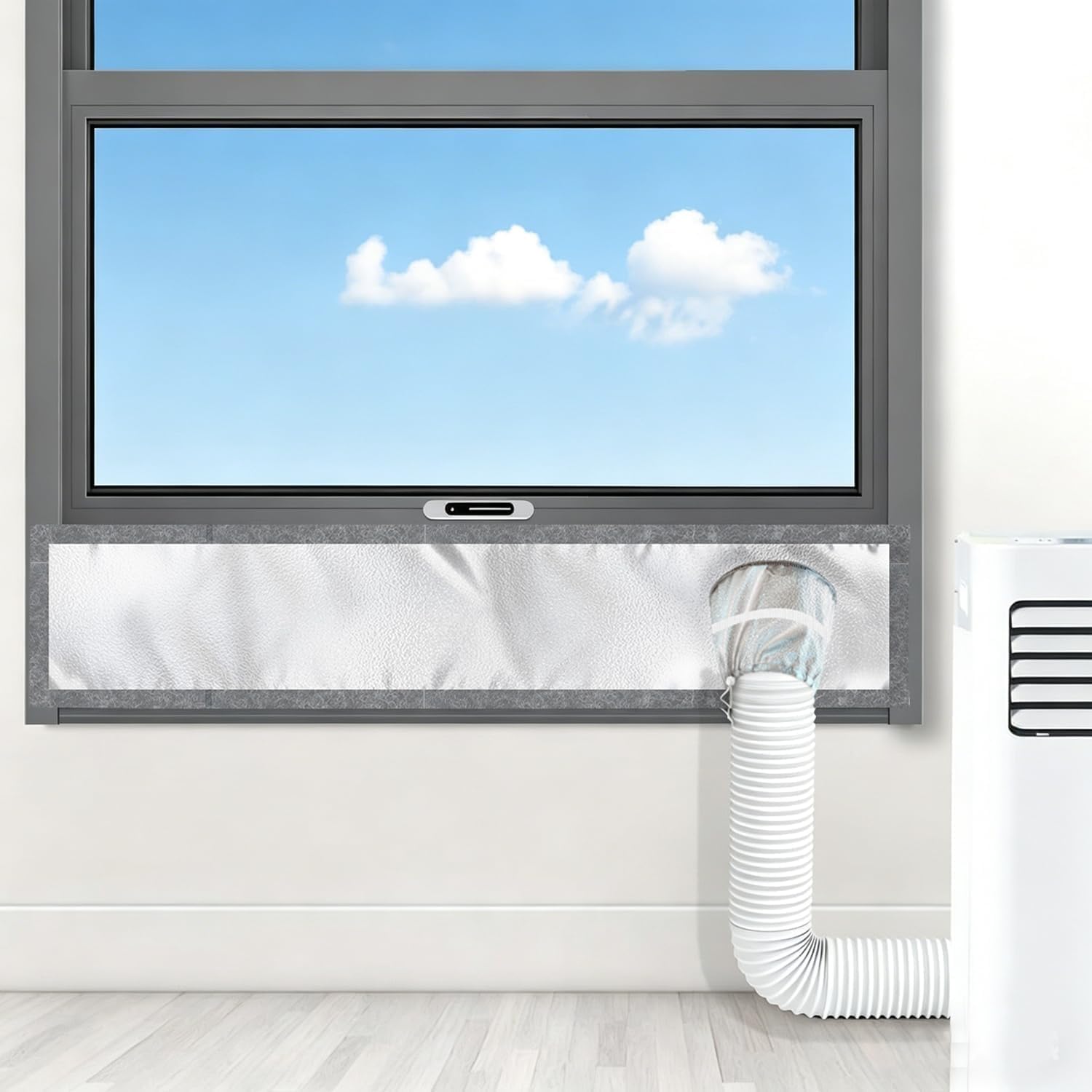 100 Cm Fensterdichtung Für Mobile Klimageräte, Silber, 100 % Blickdicht, Wasserdicht, Fensterdichtungsset Für Mobile Klimageräte, Leichtes, Wasserdichtes Und Nicht Atmungsaktives Oxford-gewebe, Verhin