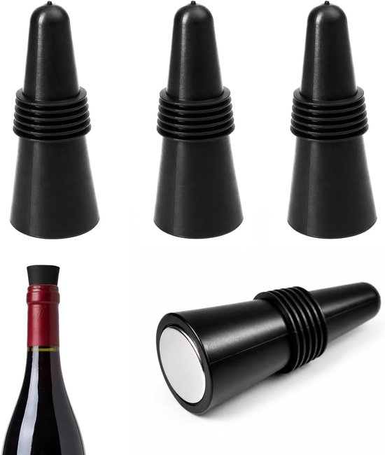 Set Mit 4 Wiederverwendbaren Silikon-flaschenverschlüssen Für Wein, Bier Und Champagner – Hält Getränke Frisch Und Aromatisch