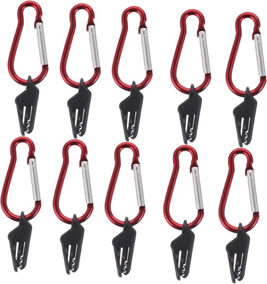 Zeltclips-befestigungsset – Outdoor-nieten – Planenkarabiner – Camping-sicherheitsklemmen – Schattiergewebeclips – Kunststoff – Rot