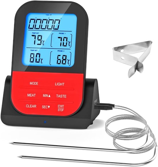 Digitales Thermometer Mit Zwei Programmierbaren Funksensoren – Wasserdichtes Grillthermometer