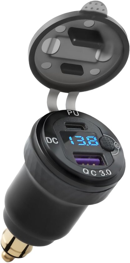 Schneller Usb-c-zigarettenanzünder-ladeadapter Mit Led-voltmeter Wasserdichtes Autoladegerät Für Mobiltelefone Dualer Qc 3 0 Geeignet Für 12v 24v 3.0