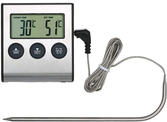 Bbq-thermometer 0 250 C Digitales Lcd-lebensmittelthermometer Mit Alarm Und Timer Geeignet Für Den Einsatz In Der Küche Beim Grillen Von Steaks